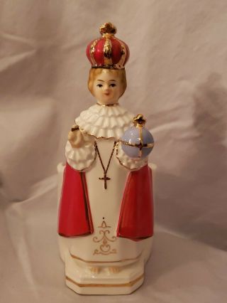Ceramic Catholic Religious Infant Of Prague Statue Jesus Figurine Planter Japan