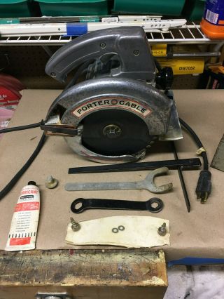 Vtg 1965 Porter Cable Rockwell 7 1/4 Inch Circular Saw With Blade & Accessories