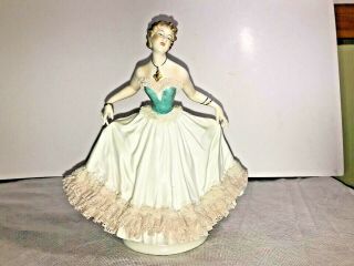 Vintage Lady Figurine German Porcelain Lace Dress Wallendorf Thuringia Germany