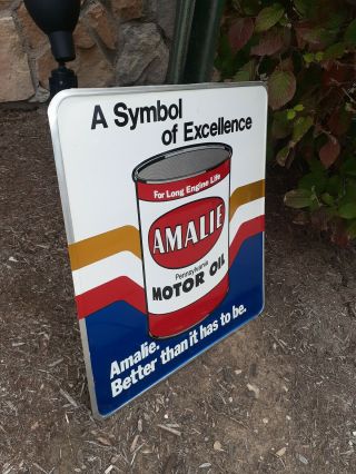 Gas Oil Vintage Collectable Amalie Motor Oil Tin Sign Antique Very RARE Stout 2