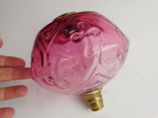 Very Large Victorian Cranberry Glass Banquet Table Oil Lamp Font C1890