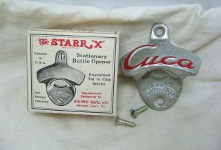 Vintage Cuca Beer Starr X Cast Iron Bottle Opener W/ Box & Screws