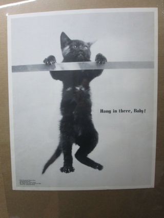 Vintage Black And White Poster Hang In There,  Baby 1972 Inv G290