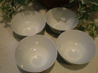 Vintage Chinese Porcelain (4) Mun Shou Turquoise Rice Bowls 2