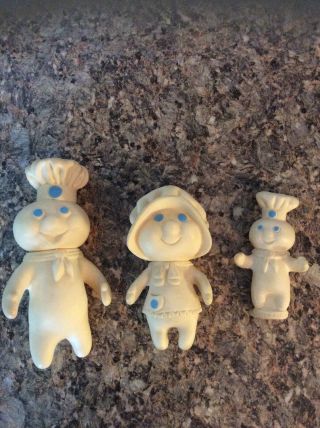 1974 Pillsbury Doughboy Finger Puppets Doll Figure Family 3 Pic Set Poppin Fresh