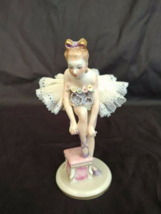 Muller & Volkstedt Irish Dresden Porcelain Lace Ballerina Figurine - Giselle