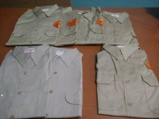 7 Vintage Shell Gas Station Work Shirts With Uniform Patchs Size 16 Short