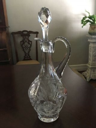 Antique Cut Crystal Handled Decanter Circa 1920s Gorgeous