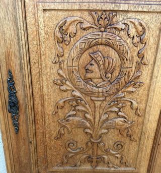 Big antique french furniture door early 1900 ' s wood carved henri II lock key 2