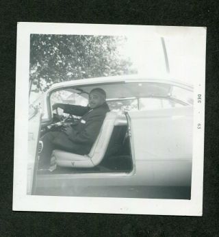 Vintage Car Photo Happy Man In Open Door 1960 Cadillac African American 393193