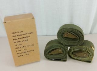 Nos Box Of 3 Military 2 " X 72 " Od Green Cotton Webbing Strap Litter Restraint Wi