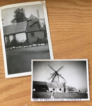 Antique Vintage Photographs Pictures Snapshots Dutch Windmill Photos Black White
