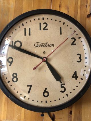 Telechron Large Vintage School Wall Clock 17”