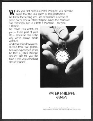 1986 Patek Philippe Geneve Watch Photo " Rare Perfection " Vintage Print Ad