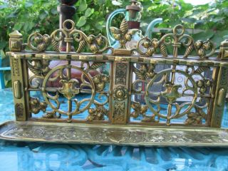 Antique Victorian Solid Brass Hanging Smoking Pipe Stand