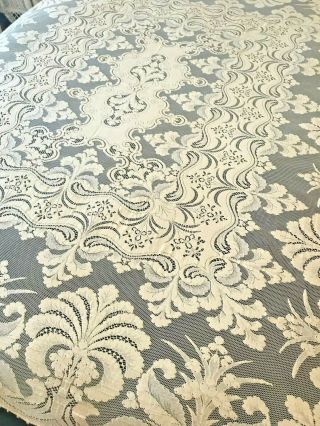 Quaker Lace Dinner Table Cloth Stunning Acanthus Vintage Creamy Ivory 68x76 A3