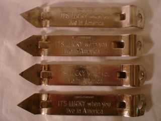 4 Lucky Lager Metal Bottle Openers - All Are A Bit Different