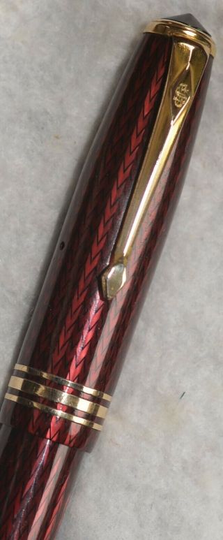 Vintage Conway Stewart 58 Red Herringbone Fountain Pen