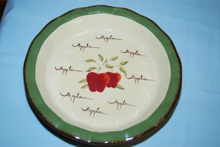 Home Interiors Apple Orchard Earthenware 12.  5 " Pie Plate Display Only
