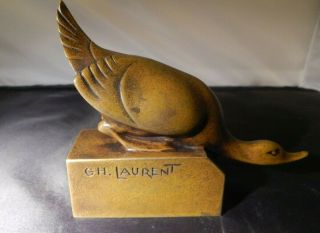 Antique French Art Deco Bronze Figurine Of A Duck Or Goose,  C.  1920