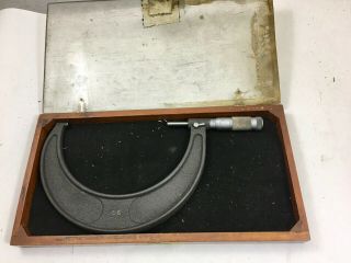 Vintage Brown & Sharpe 5 - 6 " Tenths Micrometer,  Carbide,  Lock,  Ratchet