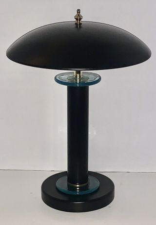 Vintage 22” Black Mcm Space Age Ufo Flying Saucer Atomic Table Touch Lamp