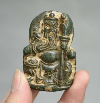 2.  2 " Old Chinese Ancient Jade Stone Guan Gong Yu Warrior God Pendant Amulet