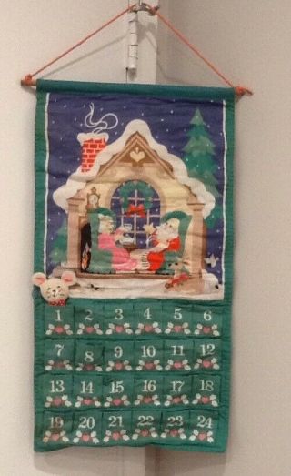 Vintage 1987 Avon Cloth Countdown To Christmas Calendar With Mouse See Details