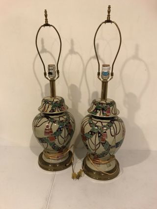 A Asian Porcelain Crackled Ginger Jar Table Lamps