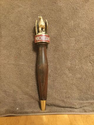 Vintage Michelob Beer Tap Handle Wood With Metal Eagle Topper 15.  5” Length