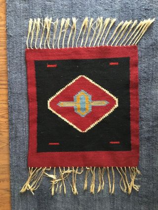Vintage Wool Aztec Native American Style Rug 20x18.  25”