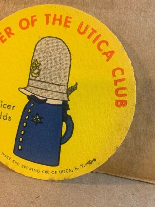 RARE OFFICER SUDDS MEMBER OF THE UTICA CLUB BEER COASTER 3
