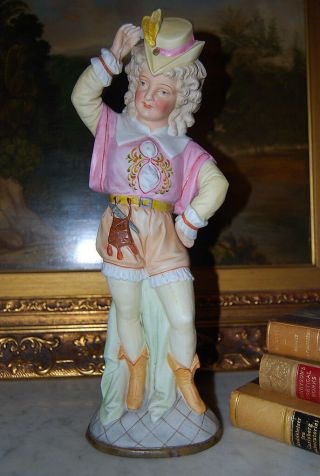 Parian Or Bisque Hand Painted Victorian Boy Dancer Or Gambler Figurine