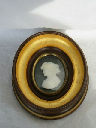 Antique Rare Circa 1820,  Regency Period,  Framed Carved Cameo Silhouette