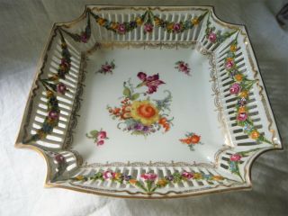 Antique Vintage Union T Czech Hand - Painted Reticulated Porcelain Bowl/dish