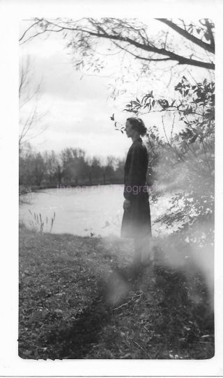 A Woman At The Lake Found Photograph Bw Snapshot 911 15 R