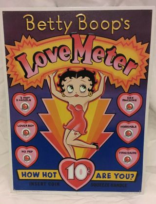 Betty Boop Love Meter Vintage Metal Sign ©1991 How Hot Are You?