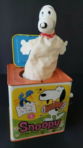 Vintage 1966 Mattel Peanuts Snoopy Jack In The Music Box Tlc