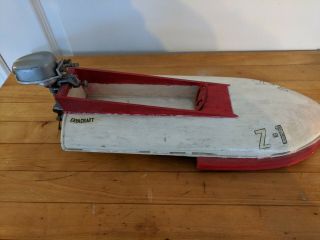 Vintage Toy Hydroplane Boat With Electric Metal Motor,  Cavacraft