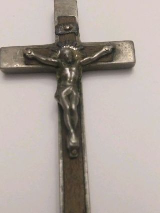 Antique French Crucifix Wooden Inlay Cross Pendant 3
