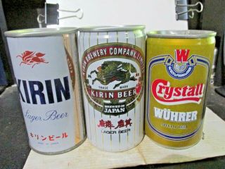 Kirin & Crystall Steel & Aluminum Beer Cans - [read Description] -