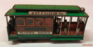 San Francisco Municipal Railway Cable Car 504 Friction Motor Toy Tin Pre Owned