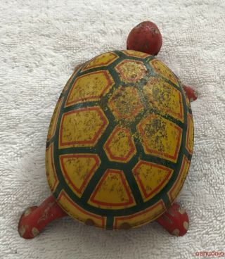 Vintage LINDSTROM Tin Lithograph Wind Up WALKING TURTLE Pre Owned 3