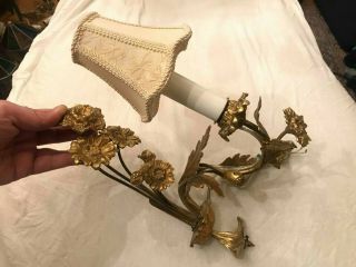 Rare Vintage French Brass Bronze Gold Wall Lamp