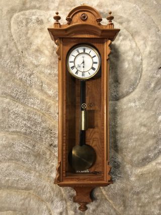 Vintage Antique Wien Vienna Strikes Wall Clock W One Weight Driven And Pendulum