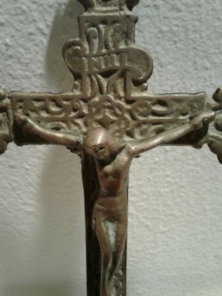 Very Old Antique Solid Brass Crucifix - For Pendant or Rosary 2