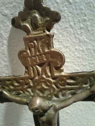 Very Old Antique Solid Brass Crucifix - For Pendant or Rosary 3