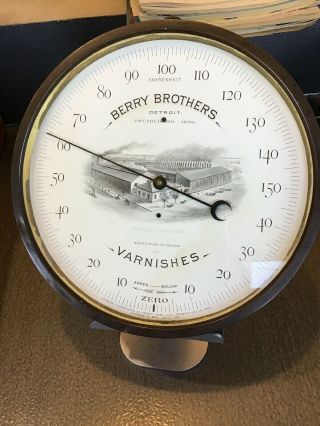 Vtg Standard Thermometer Co.  Round 9 " Advertising Detroit Berry Brothers Varnish