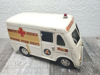 Vtg Tonka Fire Rescue Squad Ambulance Dept No 5 Van Truck Metal Toy 1950 