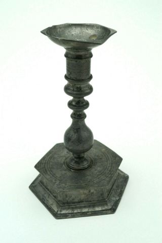 Baroque Pewter Candlestick 18th Century Marked Fino,  St